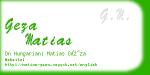 geza matias business card